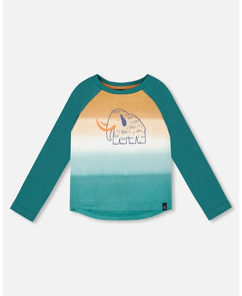 Deux par Big Boys Cotton Jersey Raglan Sleeve T-Shirt Forest Green