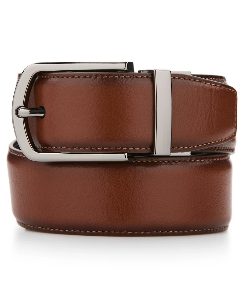 Perry Ellis Portfolio Men's Burnished Reversible Leather Dress Belt