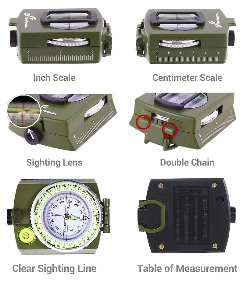 Sportneer Compass Hiking Survival Military Grade Waterproof Boy Scout Compass for Kids Gift Backpacking Camping Hiking Navigation