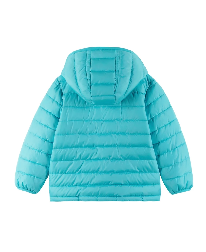 Andy & Evan Toddler/Child Girls Pink/Aqua Smiley Printed Reversible Puffer Jacket