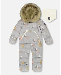 Deux par Baby Boy One-Piece Snug Snowsuit Designed for Car Seat Gray Bear Print - Baby|Toddler