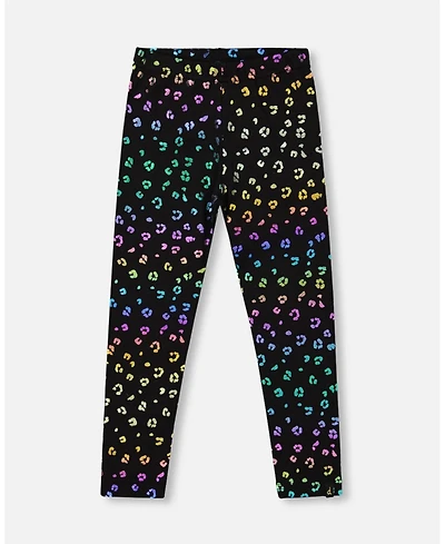 Deux par Girl Stretch Jersey Leggings Multicolor Leopard Print