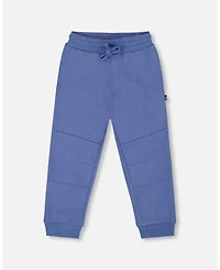 Deux par Baby Boys Fleece Sweatpants with Articulated Knees Blue