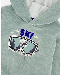 Deux par Boy Super Soft Hooded Brushed Jersey Sweatshirt with Graphic Print Green