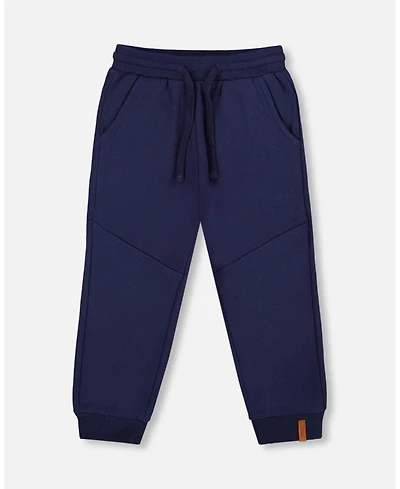 Deux par Boy Fleece Sweatpants with Pockets Navy Blue - Child