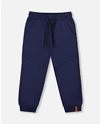 Deux par Boy Fleece Sweatpants with Pockets Navy Blue - Child