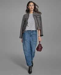 Bcbg Women's Boxy Mock Neck Tweed Jacket