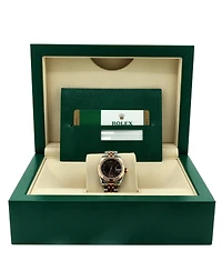 Pre-Owned Rolex Oyster Perpetual Datejust Chocolate Brown Automatic Watch in Stainless Steel and Rose Gold with Diamond Vi Numeral 26mm