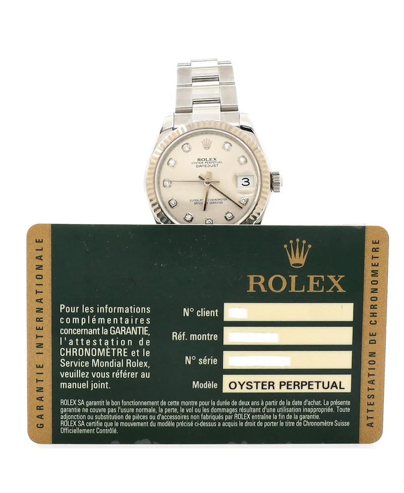 Pre-Owned Rolex Oyster Perpetual Datejust Automatic Watch in Stainless Steel and White Gold with Diamond Markers 31mm