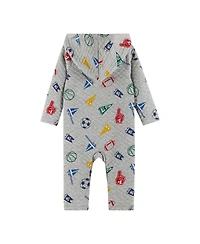 Andy & Evan Baby Boys Hooded Varsity Printed Romper