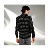 Campus Sutra Men's Seaweed Green & Charcoal Black Gingham Shirt