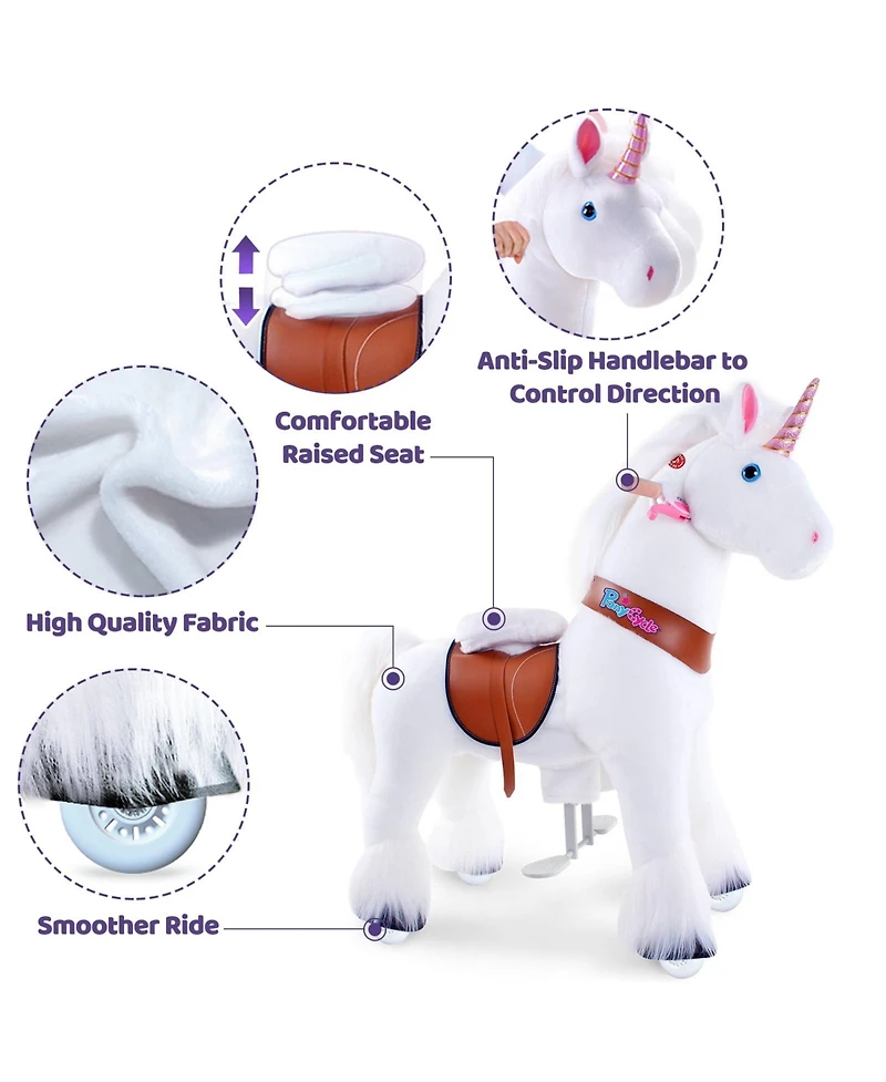 PonyCycle Ride-on Unicorn White Model U Size 4 for 4-7 Years
