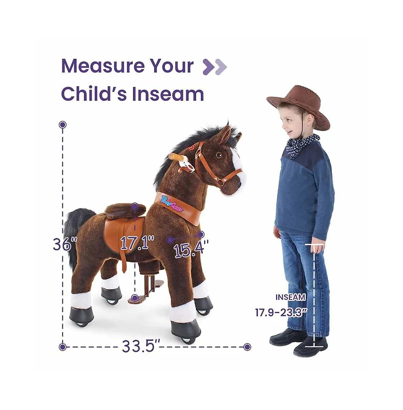 PonyCycle Ride-on Horse Chocolate Model U Size 4 for 4-7 Years