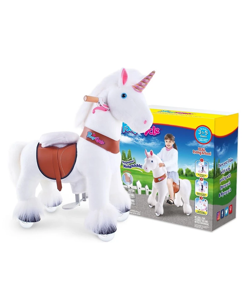 PonyCycle Ride-on Unicorn White Model U Size 4 for 4- Years
