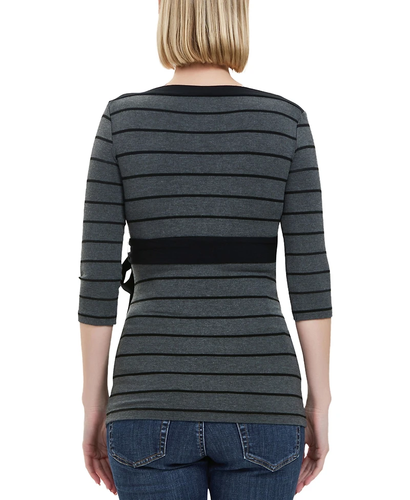 kimi + kai Maternity Striped Boat Neck Top