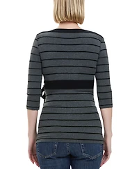 kimi + kai Maternity Striped Boat Neck Top