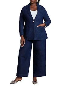 Eloquii Women's Sailor Gold Button Comfort Stretch Trouser Jean