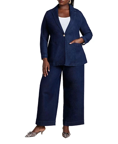 Eloquii Women's Sailor Gold Button Comfort Stretch Trouser Jean