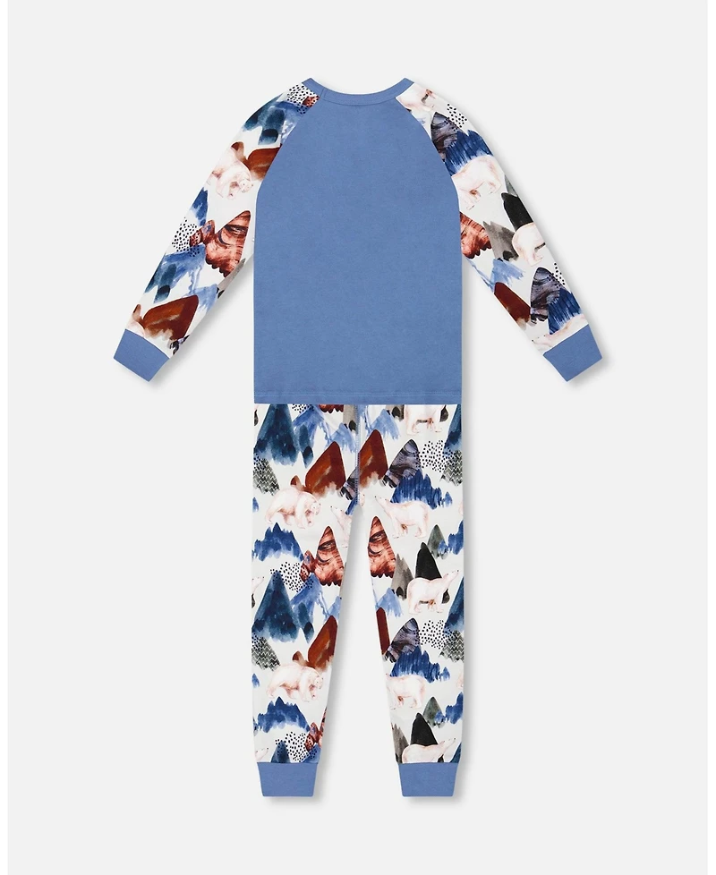 Deux par Baby Boys Two-Piece Cotton Pajama Set White Bear Print