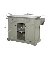 Halifax North America Gray Mobile Kitchen: Island Cart with Stainless Top and Multi-Storage