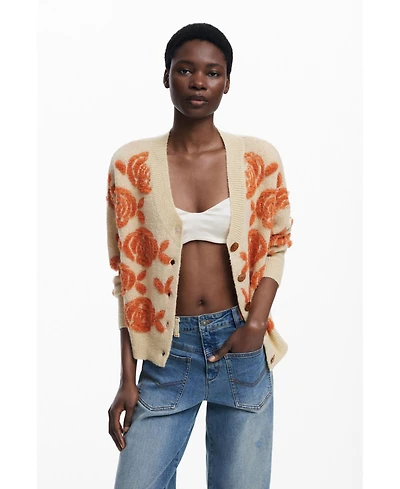 Desigual Women's Pink button sweater