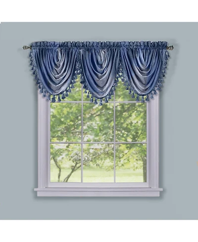 GoodGram Royal Ombre Curshed Semi Sheer 3 Pack Tassled Window Valances - 46 in. W x 42 L