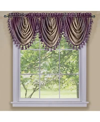 GoodGram Royal Ombre Curshed Semi Sheer 3 Pack Tassled Window Valances - 46 in. W x 42 L
