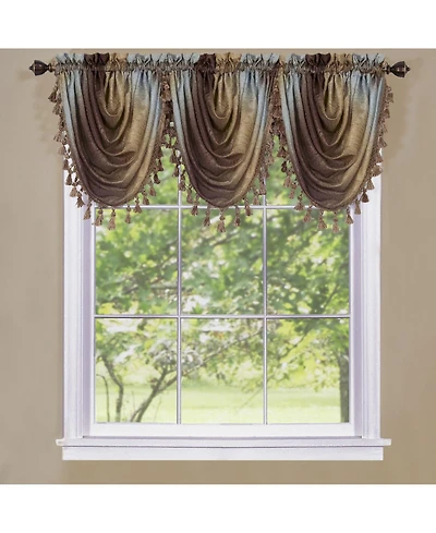 GoodGram Royal Ombre Curshed Semi Sheer 3 Pack Tassled Window Valances - 46 in. W x 42 L