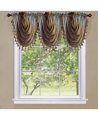 GoodGram Royal Ombre Curshed Semi Sheer 3 Pack Tassled Window Valances - 46 in. W x 42 L