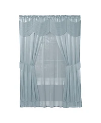 Kate Aurora Satin Chic Complete Attached Window Curtain, Tiebacks & Valance Set