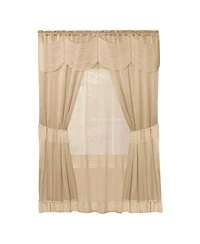 Kate Aurora Satin Chic Complete Attached Window Curtain, Tiebacks & Valance Set - in. Long