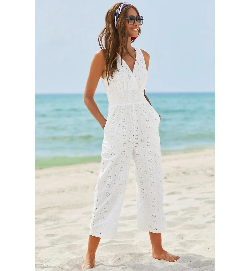 Lascana Women's Sleeveless Eyelet Jumpsuit