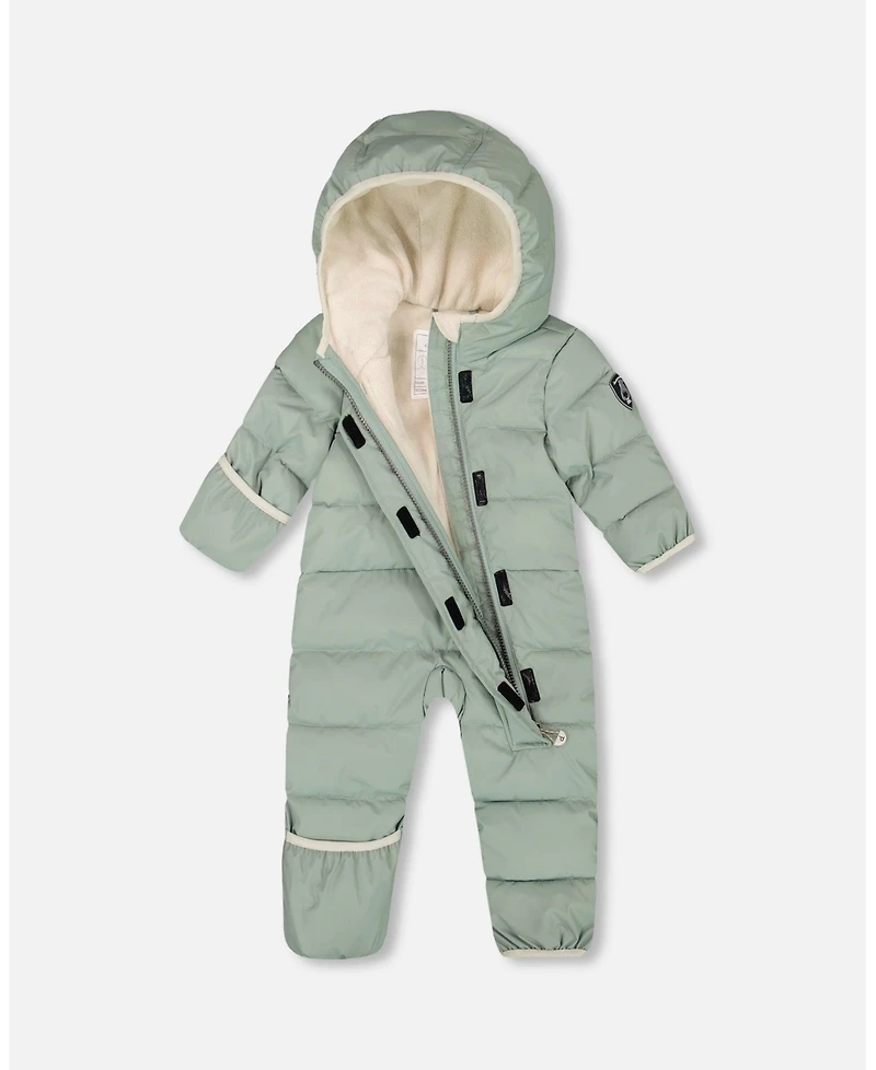 Deux par Baby Boy One-Piece Cloud Compressible Snowsuit Designed for Car Seat Sage Green