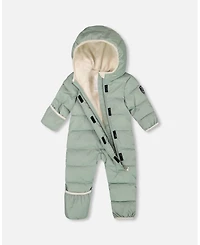 Deux par Baby Boy One-Piece Cloud Compressible Snowsuit Designed for Car Seat Sage Green