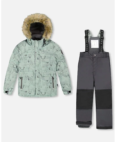 Deux par Boy Two-Piece Discover Snowsuit Dark Gray - Toddler|Child