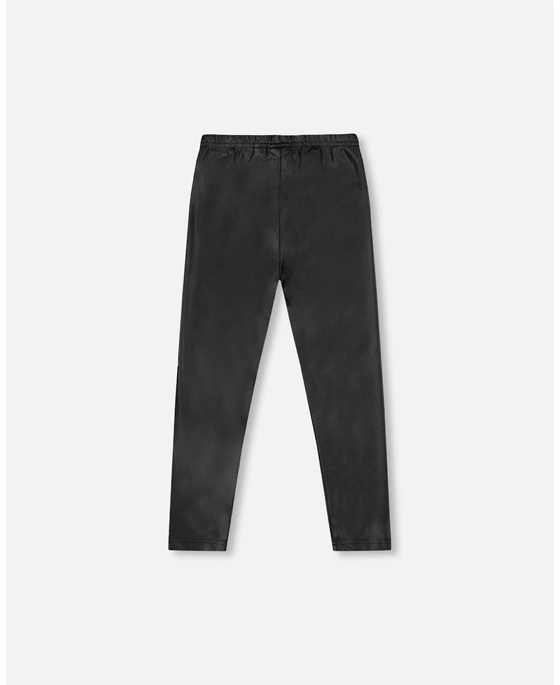 Deux par Big Girls Shiny Stretch Jersey Leggings Black