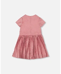 Deux par Girl Short Sleeve Dress with Pleated Skirt Dusty Pink - Toddler|Child