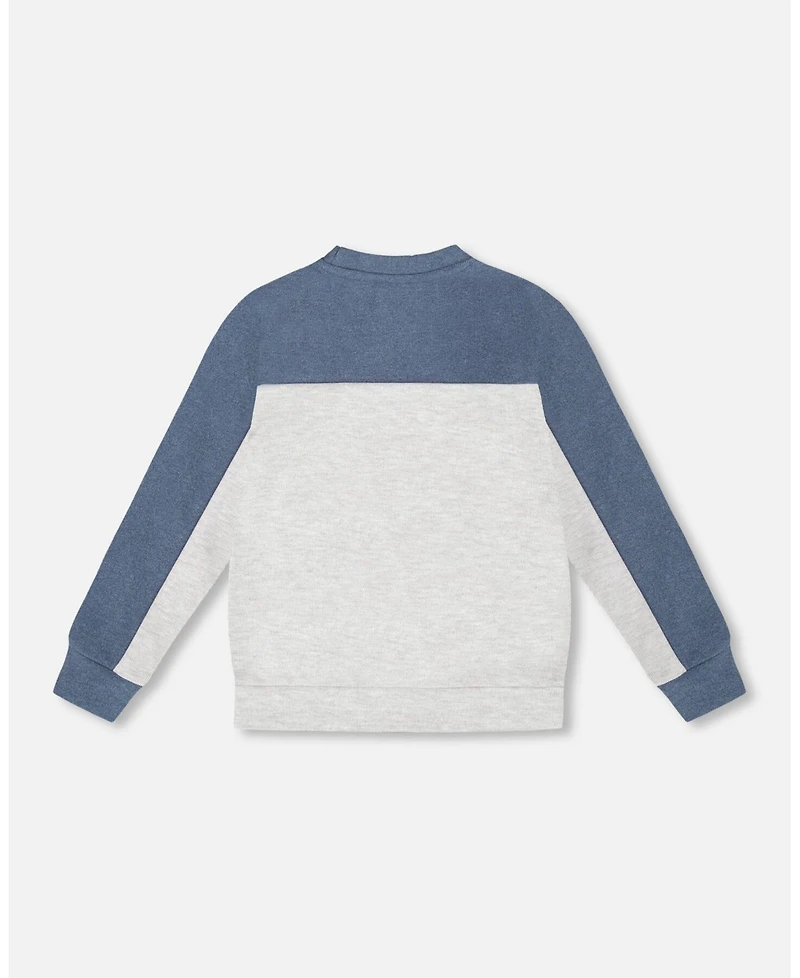 Deux par Big Boys Long Sleeve Super Soft Brushed Jersey Top Color Block Light Heather Gray