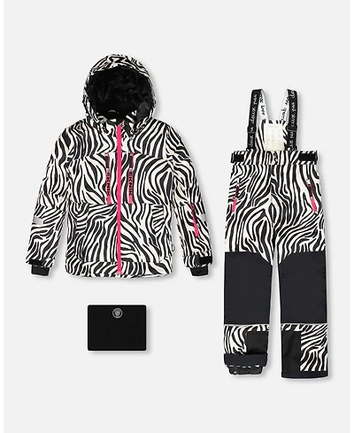 Deux par Girl Two-Piece Teknik Snowsuit Zebra Print