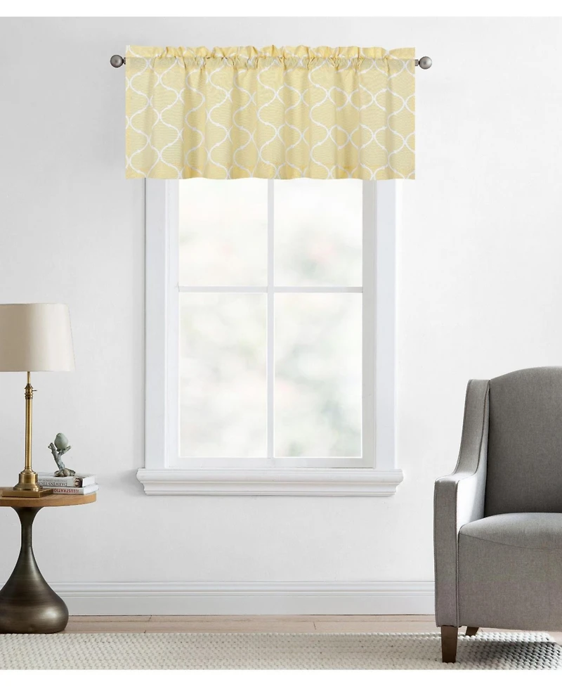 Kate Aurora Shabby Lattice Cotton Blend Kitchen Curtain Tier & Valance Set - 56 in. W x 36 L, Yellow
