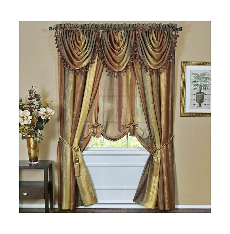 GoodGram Royal Ombre Crushed Semi Sheer Tie Up Single Window Curtain Shade - 50 in. W x 63 L