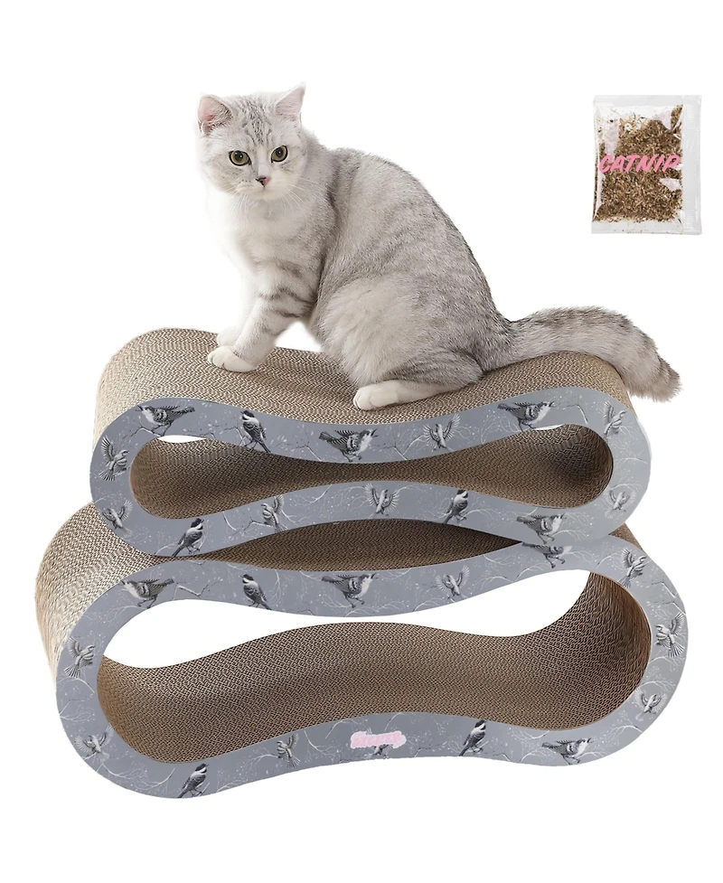 The Licker Store Suvi 26" Modern Cardboard Infinity 2-in-1 Lounge Bed Cat Scratcher with Catnip