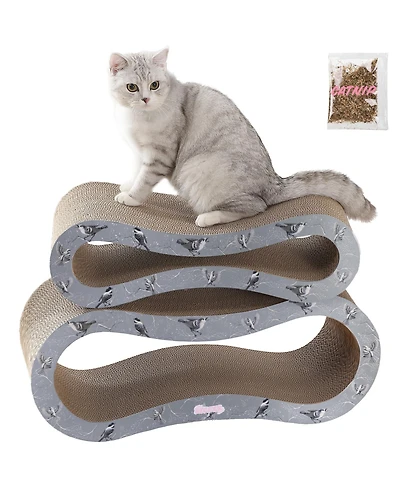 The Licker Store Suvi 26" Modern Cardboard Infinity 2-in-1 Lounge Bed Cat Scratcher with Catnip