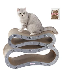 The Licker Store Suvi 26" Modern Cardboard Infinity 2-in-1 Lounge Bed Cat Scratcher with Catnip