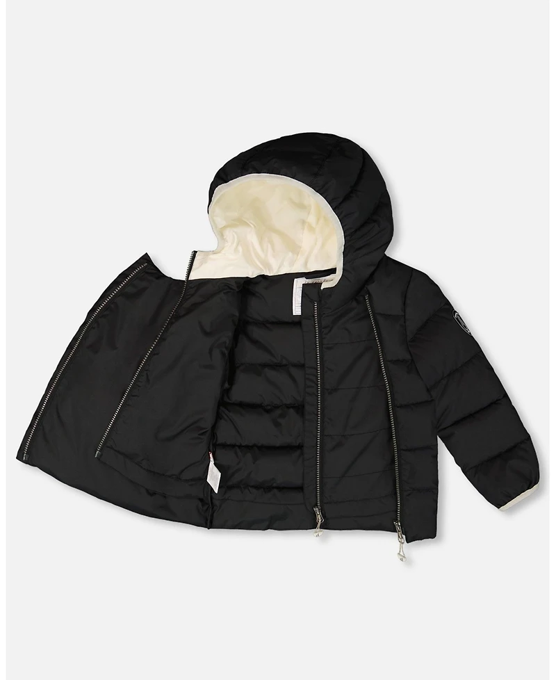 Deux par Kids Unisex Compressible Winter Puffy Coat Designed for Car Seat Black - Toddler|Child