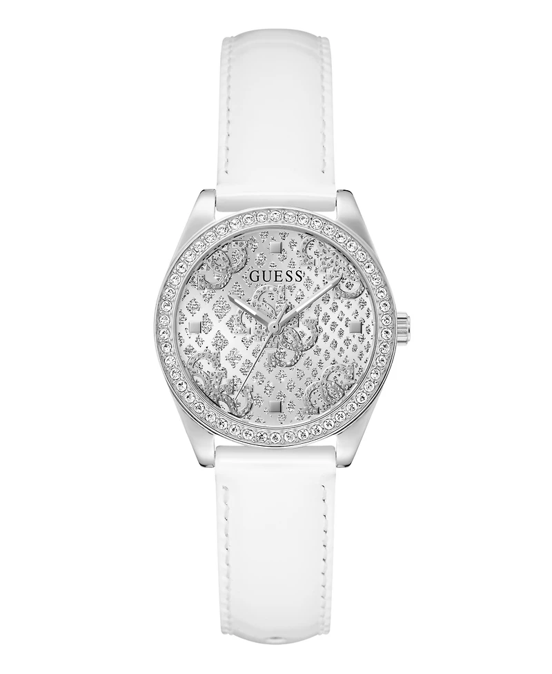 Guess Women's White Silver Tone Analog Watch, 32mm
