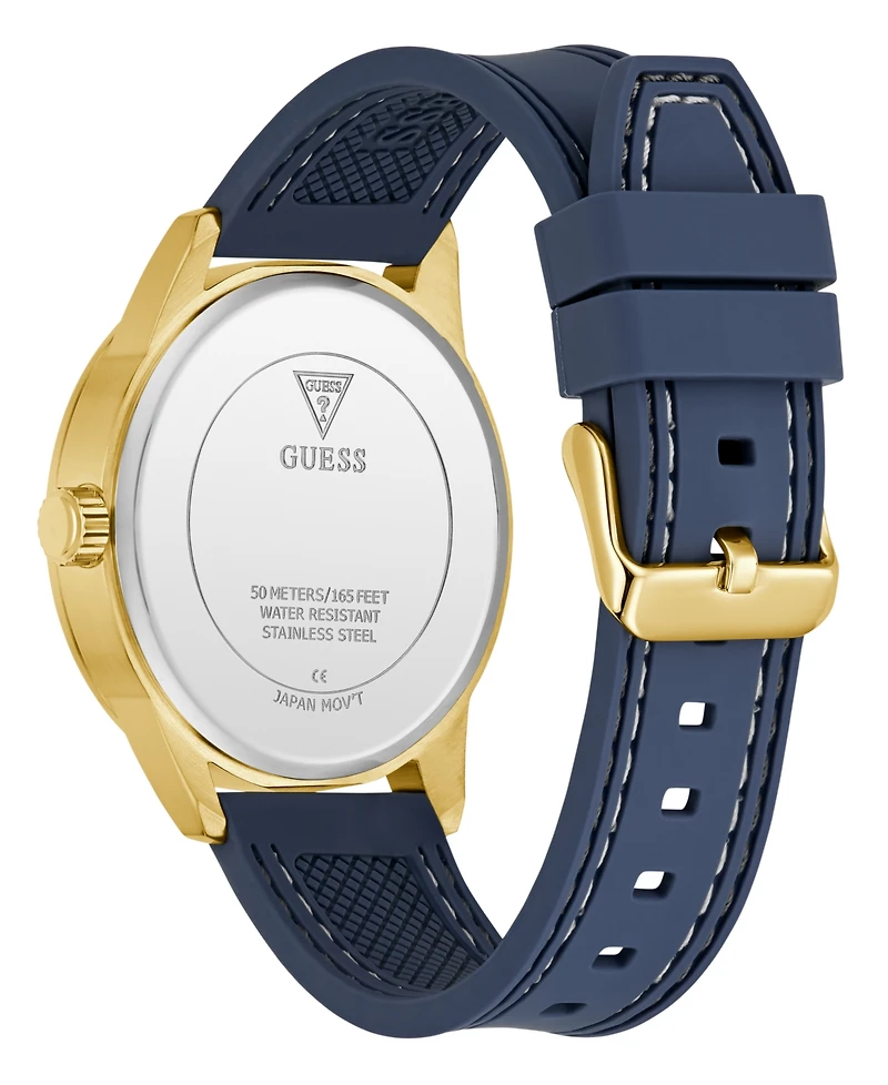 Guess Men's Blue Gold Tone Multi-function Watch, 44mm