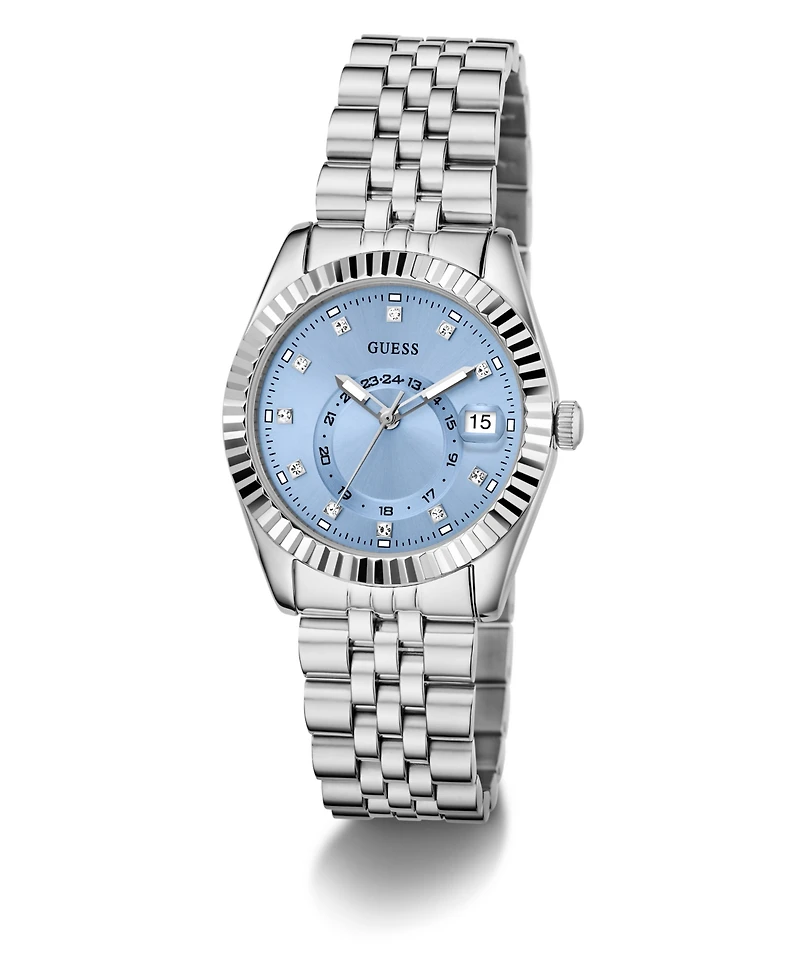 Guess Women's Silver Tone Multi-function Date Watch, 34mm