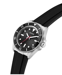 Guess Men's Black Silver Tone Analog Watch, 41mm