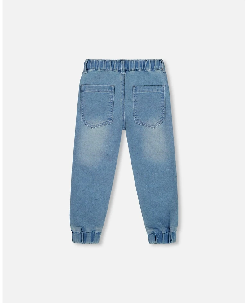 Deux par Toddler Boys French Terry Jogger Pants Light Blue Denim - Toddler|Child